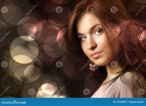 Beautiful Woman And Glamour City Night Lights Stock Image Image Of