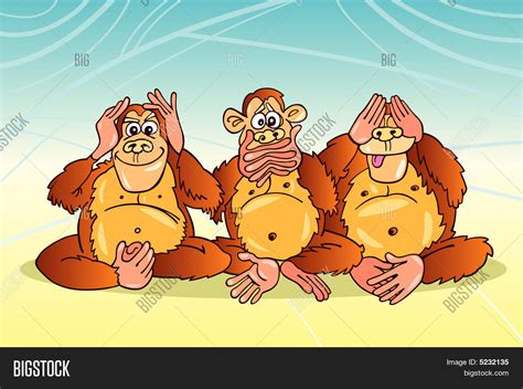 Three Monkeys Vector And Photo Free Trial Bigstock