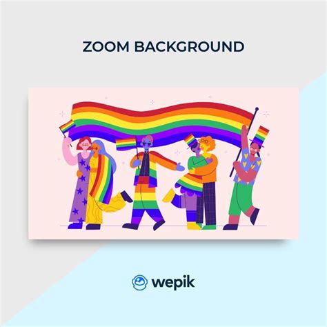 Hand Drawn Colorful Pride Parade Zoom Background Template In 2022