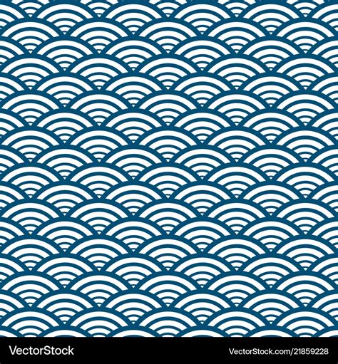 Blue Wave Pattern Background Japanese Style Vector Image