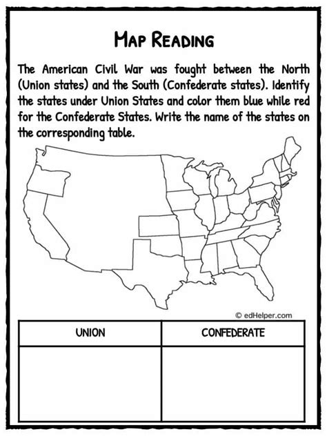 Civil War Worksheets For Kids