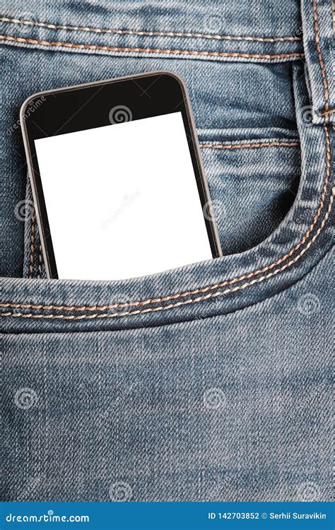 Mock Up With Modern Smartphone In Jeans Pocket Stock Photo Image Of