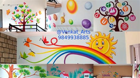 How To Decorate School Play School Wall Painting Ideas 9849938885