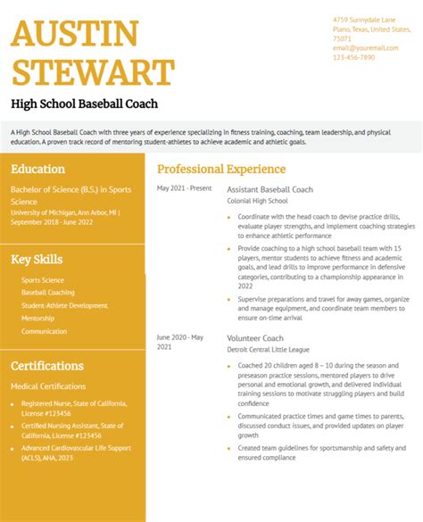 Coaching Resume Examples And Templates For 2024
