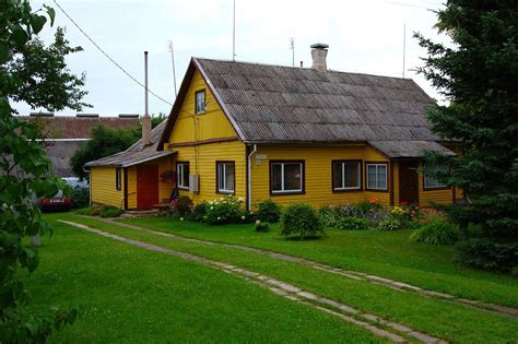 Yellow Farm House In Kernavė Lithuania Yellow Houses House House
