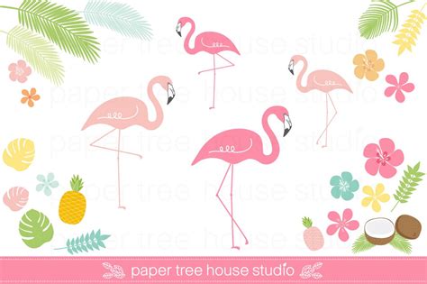 Tropical Flamingo Clip Art ~ Illustrations ~ Creative Market