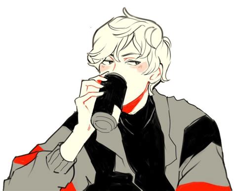 Cool Aesthetic Anime Boy Drinking Rings Art