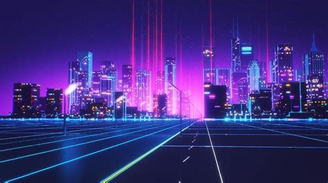 80s Style Retrowave Animation Retro Waves Vaporwave Cyberpunk City
