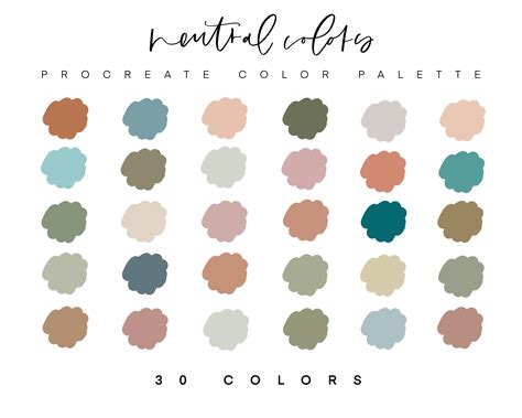 Neutral Colors Palette Pastel Procreate Color Palette Etsy In