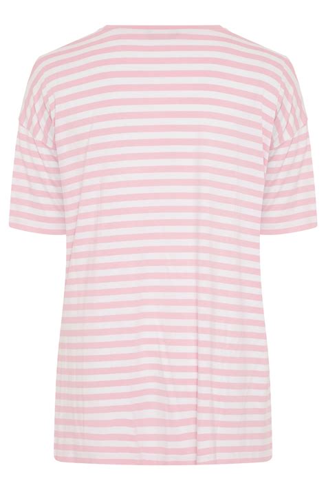 Pink Stripe Oversized T Shirt Yours Clothing