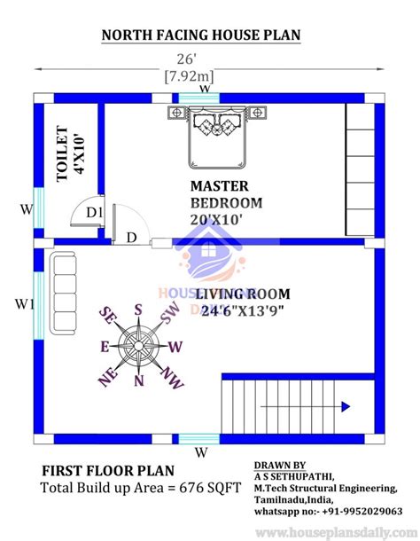 26x26 North Facing House Plan As Per Vastu House Plan And Designs