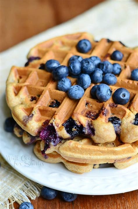 Whole Wheat Blueberry Vanilla Waffles Will Cook For Smiles