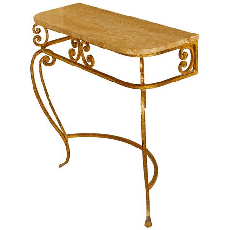 French Wrought Iron Wall Mounted Console With Marble Top At 1stdibs
