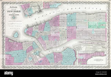 1861 Colton Map Of New York City W Brooklyn Manhattan And Hoboken