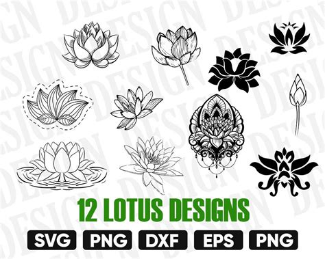 Lotus Svg Flower Svg Lotus Clipart Lotus Silhouette Lotus Etsy Clip Art Flower Svg