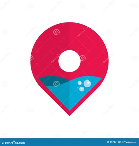 Swimming Pool Map Marker Icon Red Map Pin Location Symbol With Blue Waves Of Water Inside