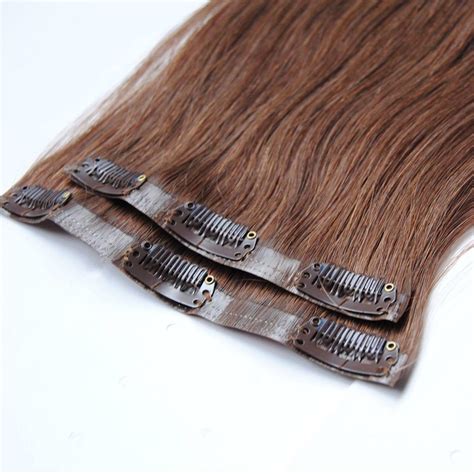 Pu Clip Ins Tape In Clip In Human Hair Extensions Straight China Remy