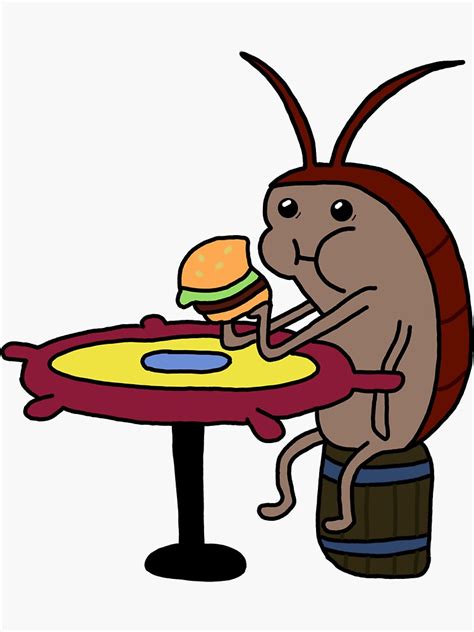 Cockroach Eating Krabby Patty Sticker For Sale By Katy Katt Redbubble