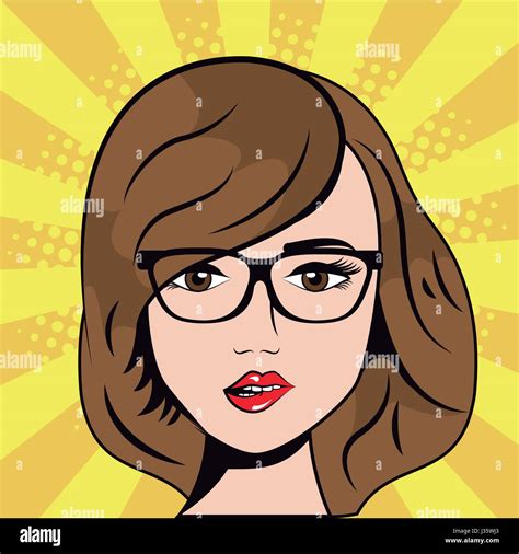 woman wearing glasses pop art comic stock vector image and art alamy