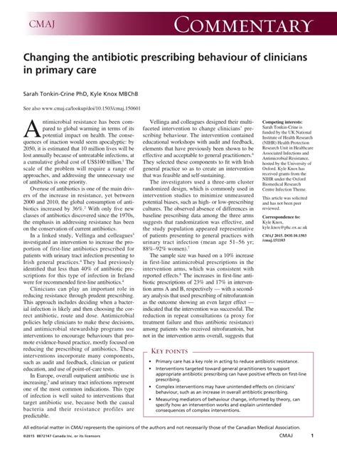 Pdf Changing The Antibiotic Prescribing Behaviour Of Clinicians In