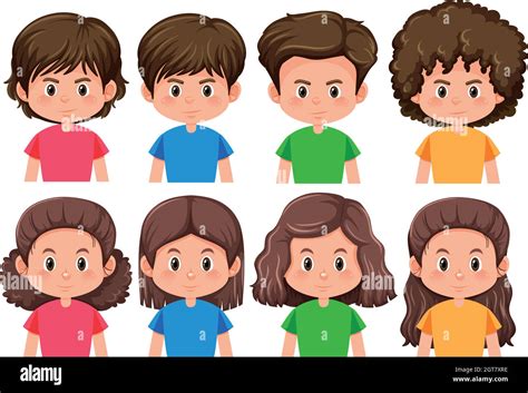 Set Of Brunette Male And Female Character Stock Vector Image And Art Alamy