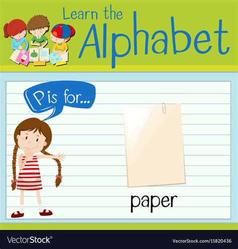 Flashcard Alphabet P Is For Paper Royalty Free Vector Image