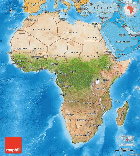 Satellite Map Of Africa Political Shades Outside