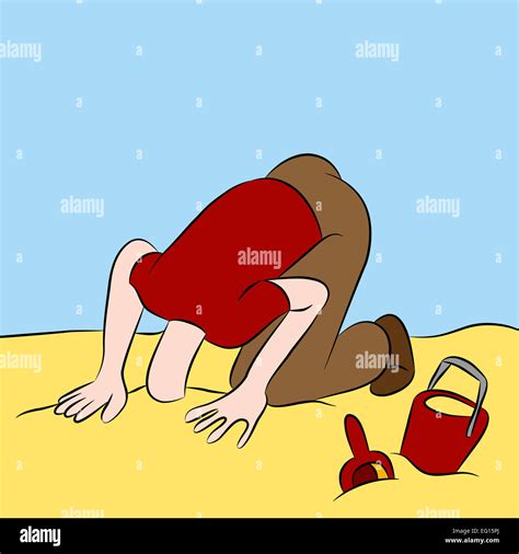 An Image Of A Man With His Head Stuck In The Sand Stock Photo Alamy