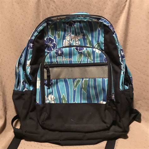 Ll Bean Deluxe Backpack Monogrammed Danielle Youth Blue Floral Ebay