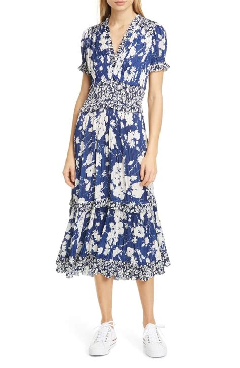 Free Shipping And Returns On Polo Ralph Lauren Tiered Floral Midi Dress At Nordstrom Com A