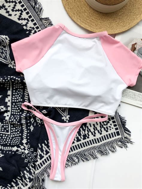 Wholesale Lady Swimwear Plain T Shirt Bikini Set Micro Girls Beachwear