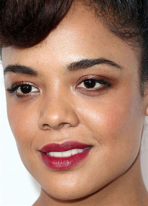 close up of tessa thompson at elle s 2017 women in hollywood awards celebrity makeup looks