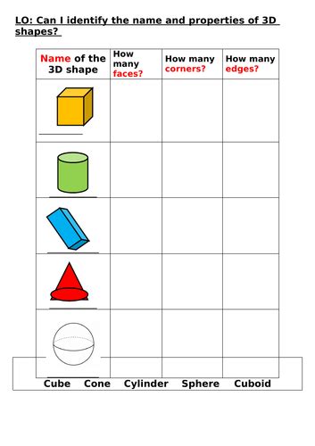 Year 1 Maths 3d Shape Lesson Plan And Complete Resources Teaching