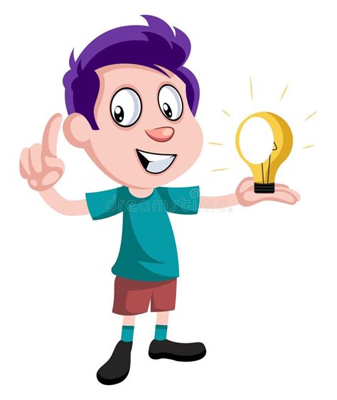 Young Child Lightbulb Character Stock Vector Illustration Of Insight