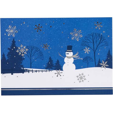 Hallmark Snowman Scebe On Blue Christmas Boxed Cards