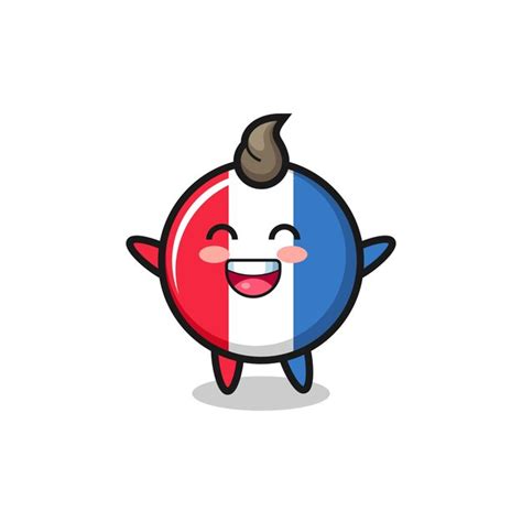 Premium Vector Happy Baby France Flag Badge Cartoon Character