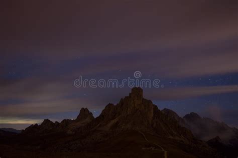 Night Sky With Stars At Mountains Stock Photo Image Of Giau Dusk