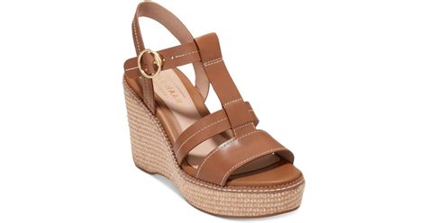 Cole Haan Leather Cloudfeel All Day Wedge Sandals In Honey Brown