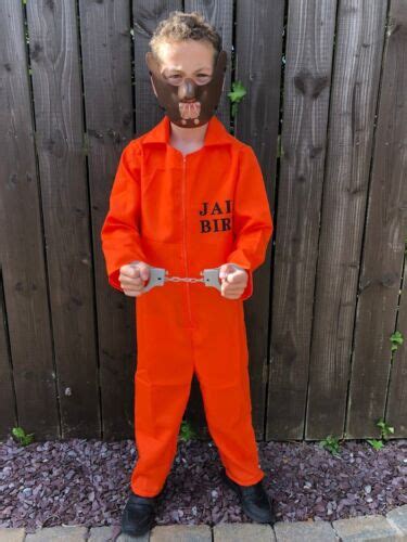 Kids Orange Prisoner Prison Boiler Suit Jumpsuit Costume Hannibal