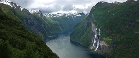 The Seven Sisters Waterfall Geiranger Fjord Norway 6171x2603 Oc