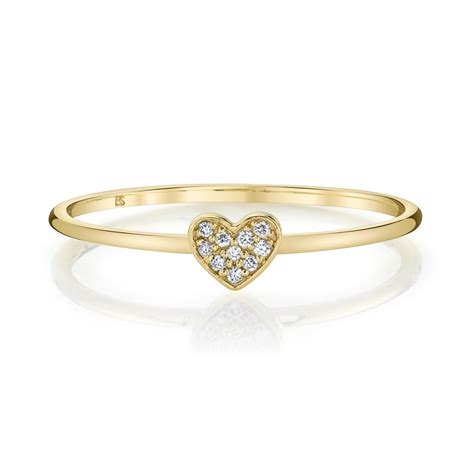 14k Yellow Gold Diamond Mini Heart Ring
