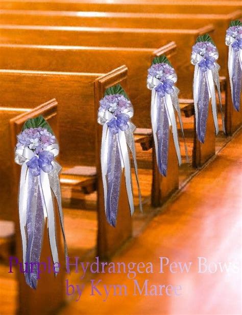 Ivory Silk Hydrangea Pew Bows By Bridalbouquets On Etsy Purple