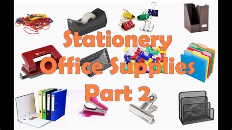 Stationery And Office Supplies Vocabulary Part 2 Youtube