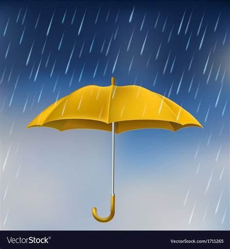 Yellow Umbrella In Rain Royalty Free Vector Image