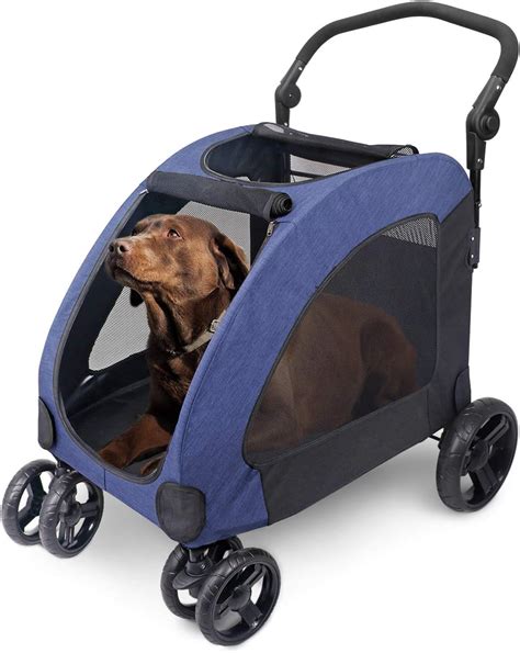 Aeasyg Pet Stroller For Dogs Four Wheeled Dog Pram Foldable Carts Pet