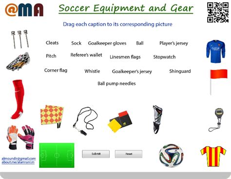 Soccer Equipment And Gear Drag And Drop Activity