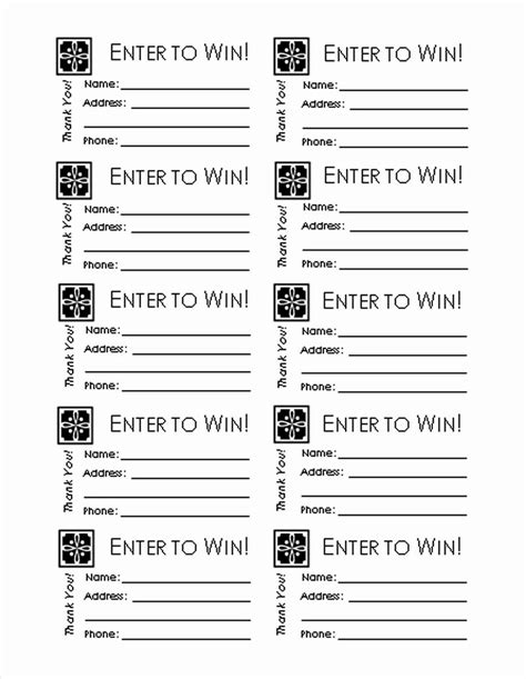 Printable Raffle Entry Form Template Printable Templates