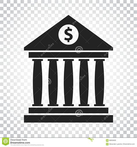 Bank Building Icon With Dollar Sign In Flat Style Museum Vector Stock
