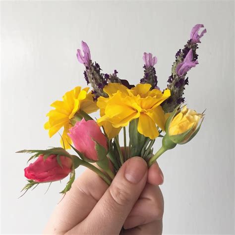 It wasn't my birthday or any other special day. A small handful of baby roses, lavender and marigolds that ...