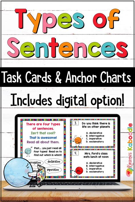 Four Types Of Sentences Anchor Charts And Task Cards Activities W